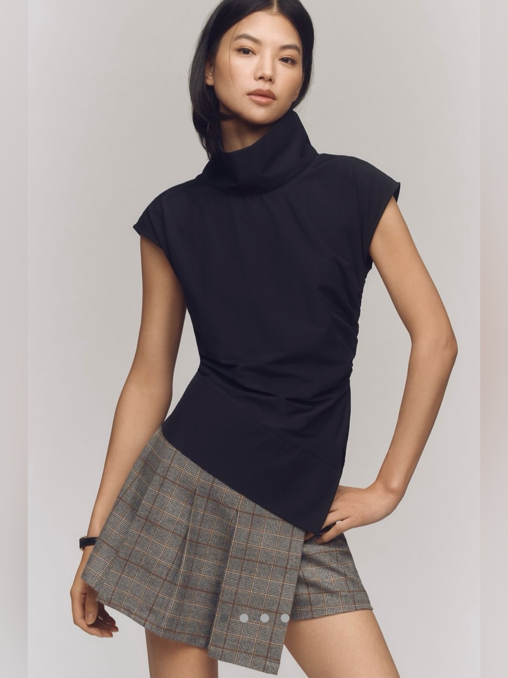 Maeve Mock-Neck Asymmetric Muscle Top
